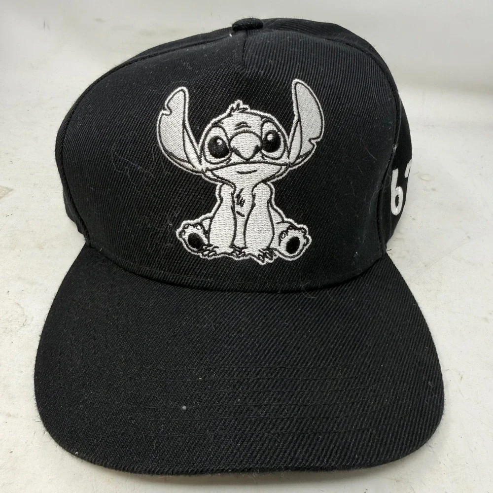 Disney Lilo & Stitch 626 Black Snapback Hat Embroidered Flat Brim Baseball Cap